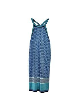 max studio v-neck sleeveless mesh midi dress Midi Dresses Max Studio Blue Dress Max Studio V-Neck Sleeveless Mesh Midi Dress In Blue
